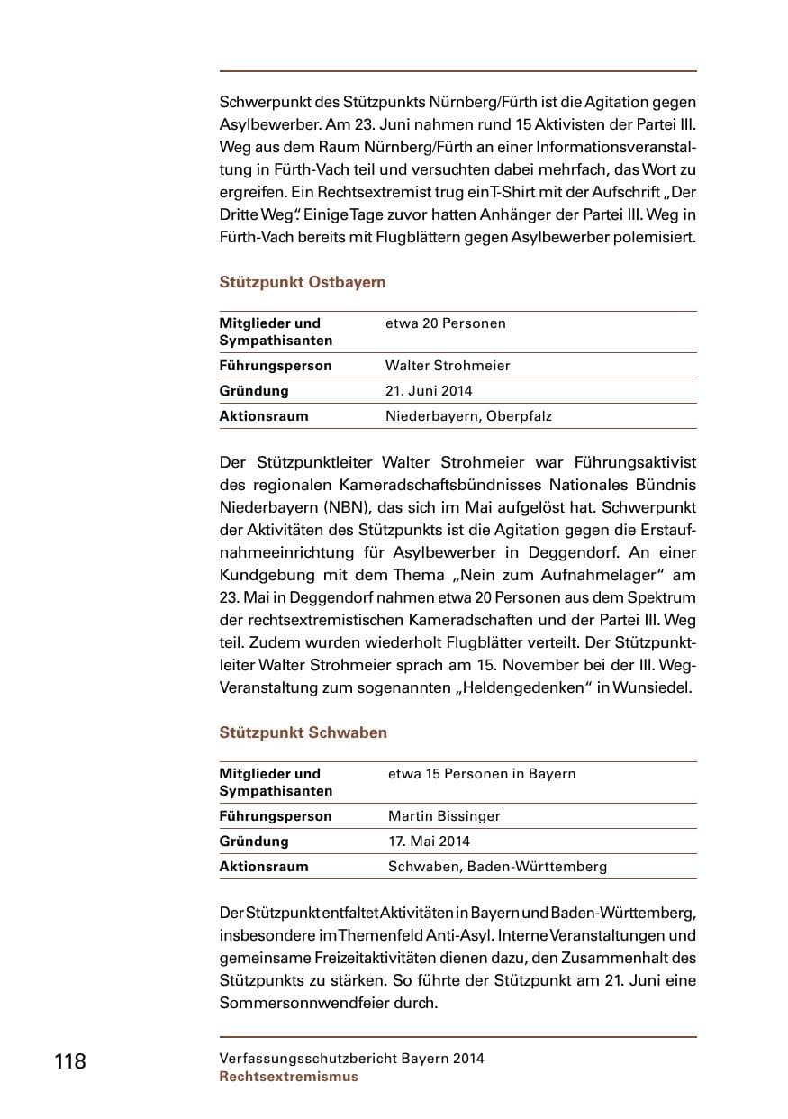 Seite 120 des Verfassungsschutzbericht 2014 Bayern