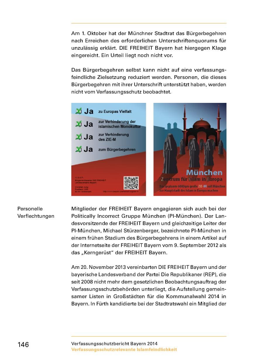 Seite 148 des Verfassungsschutzbericht 2014 Bayern