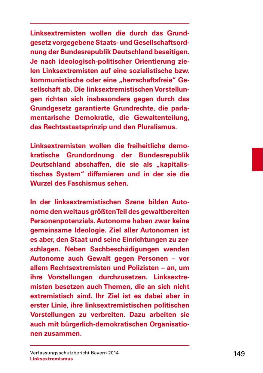 Seite 151 des Verfassungsschutzbericht 2014 Bayern