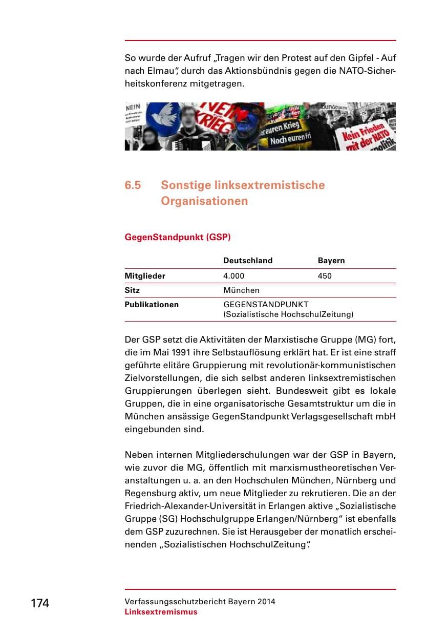 Seite 176 des Verfassungsschutzbericht 2014 Bayern