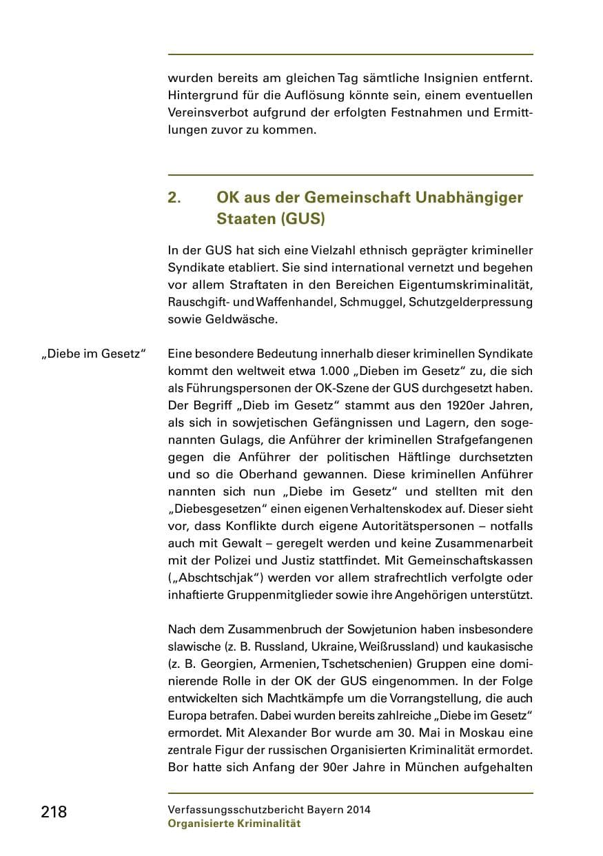 Seite 220 des Verfassungsschutzbericht 2014 Bayern