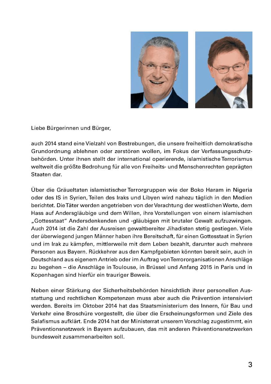 Seite 5 des Verfassungsschutzbericht 2014 Bayern