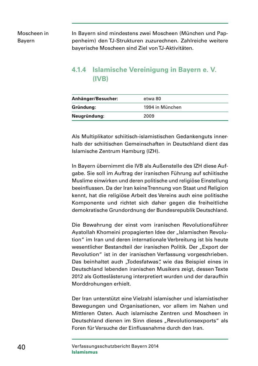 Seite 42 des Verfassungsschutzbericht 2014 Bayern