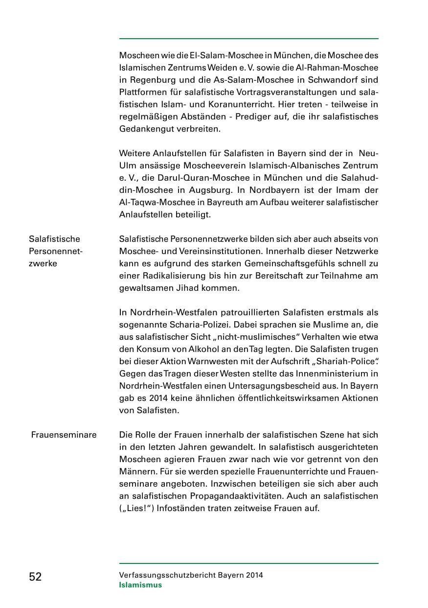 Seite 54 des Verfassungsschutzbericht 2014 Bayern