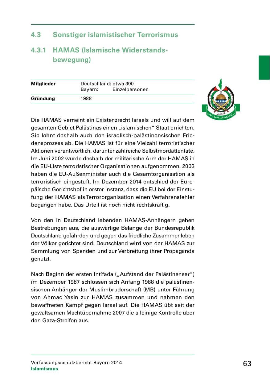 Seite 65 des Verfassungsschutzbericht 2014 Bayern