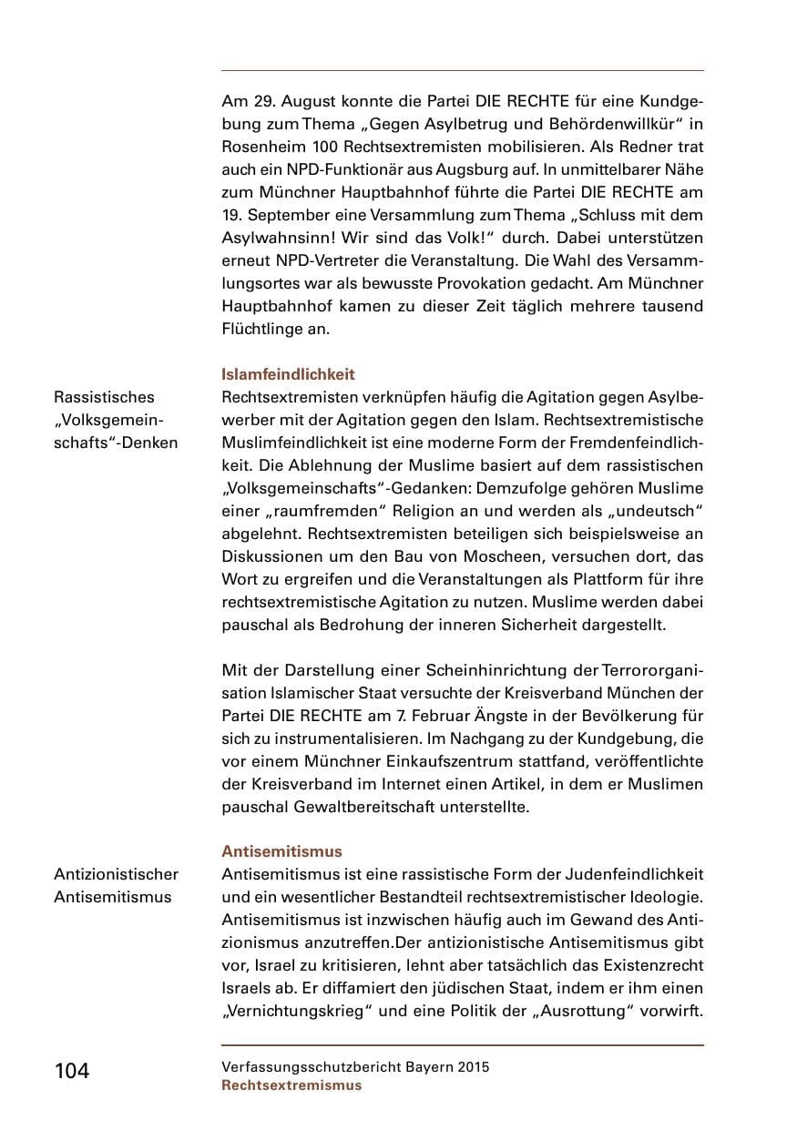 Seite 106 des Verfassungsschutzbericht 2015 Bayern
