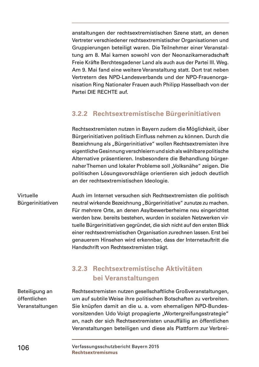 Seite 108 des Verfassungsschutzbericht 2015 Bayern
