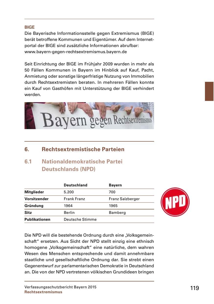Seite 121 des Verfassungsschutzbericht 2015 Bayern