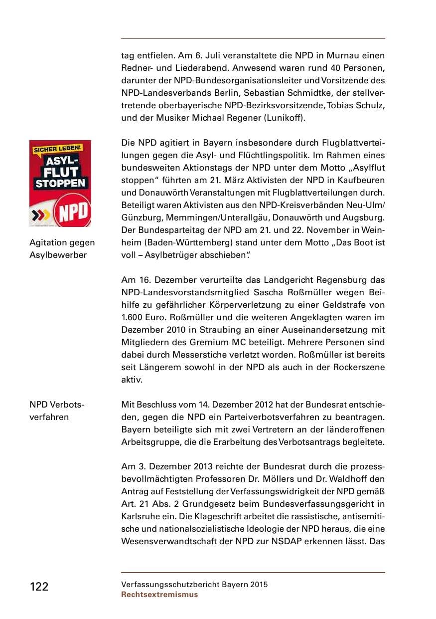 Seite 124 des Verfassungsschutzbericht 2015 Bayern
