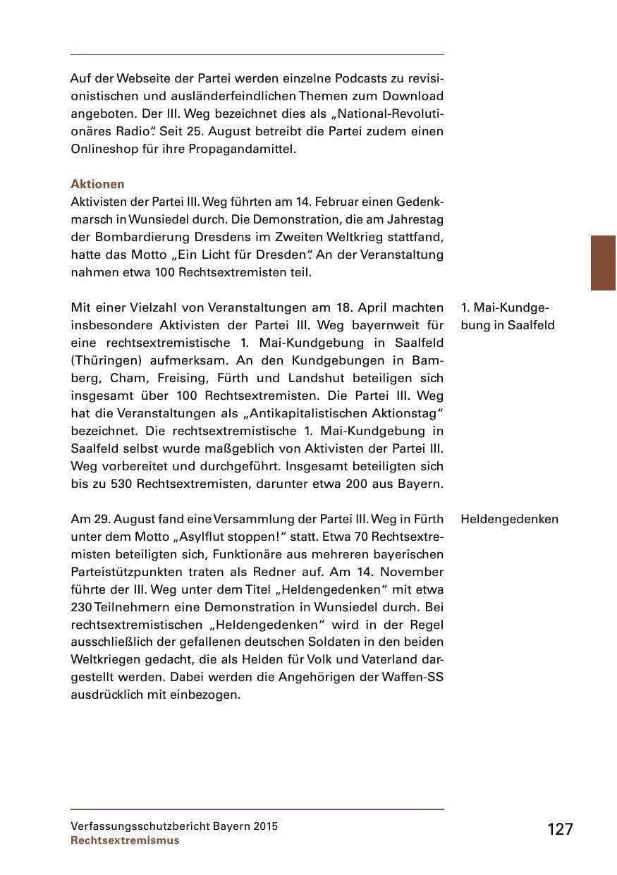 Seite 129 des Verfassungsschutzbericht 2015 Bayern