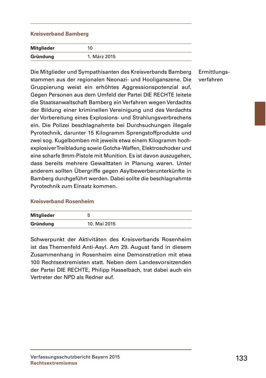 Seite 135 des Verfassungsschutzbericht 2015 Bayern