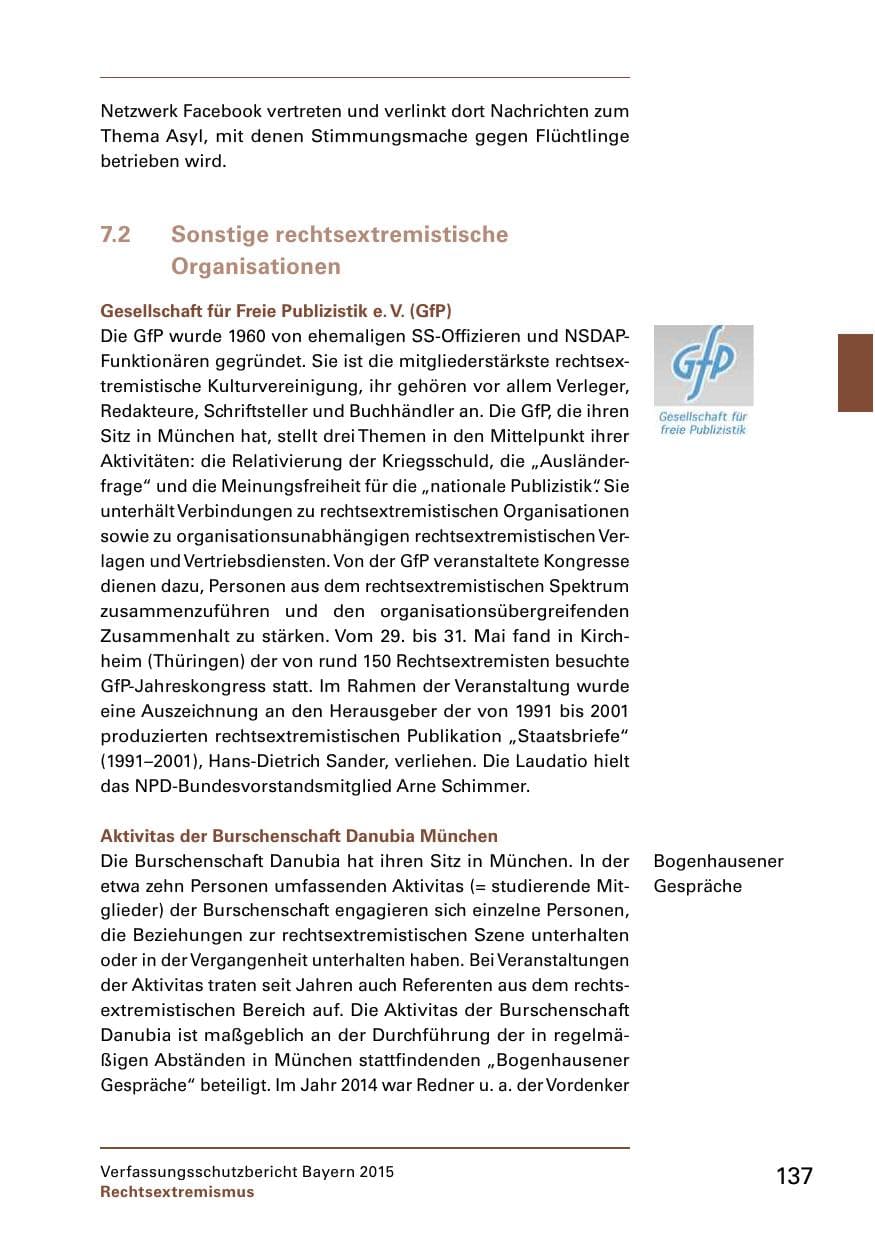 Seite 139 des Verfassungsschutzbericht 2015 Bayern