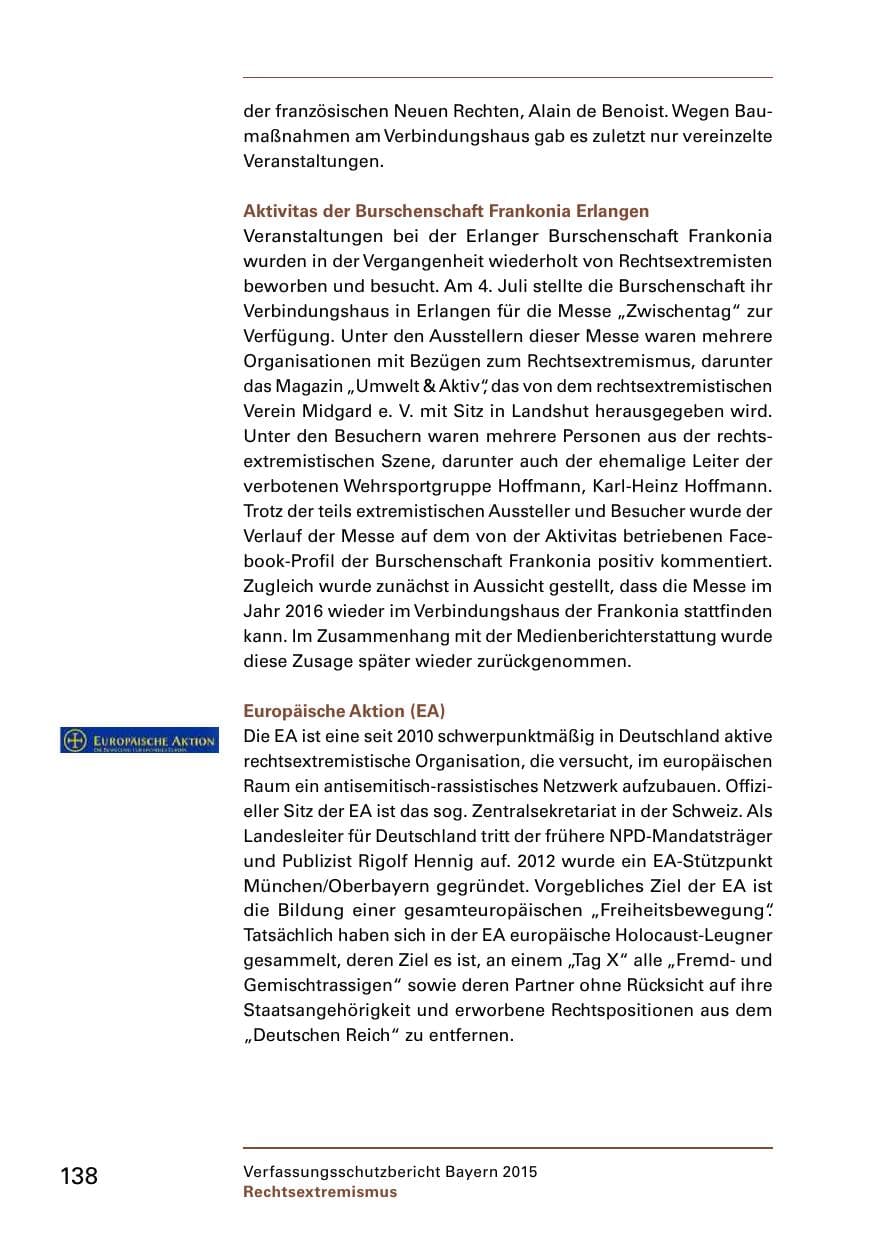 Seite 140 des Verfassungsschutzbericht 2015 Bayern