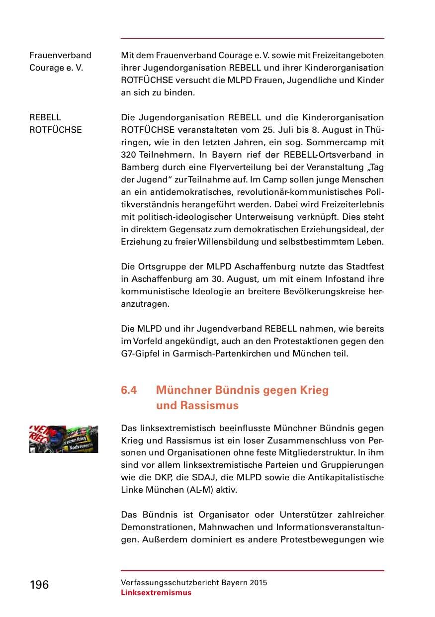 Seite 198 des Verfassungsschutzbericht 2015 Bayern