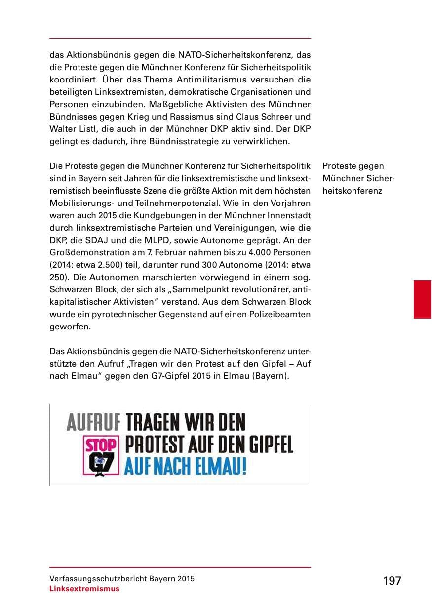 Seite 199 des Verfassungsschutzbericht 2015 Bayern