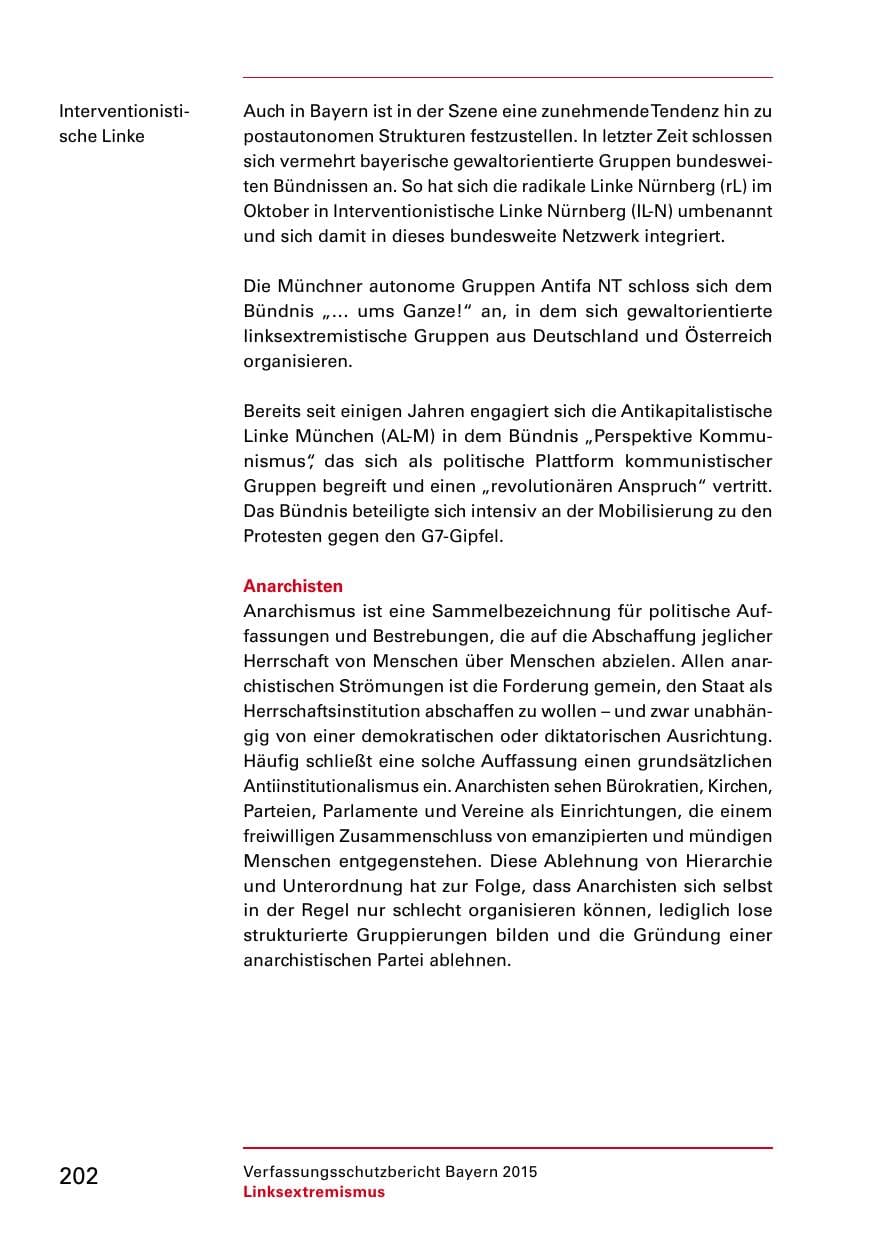 Seite 204 des Verfassungsschutzbericht 2015 Bayern
