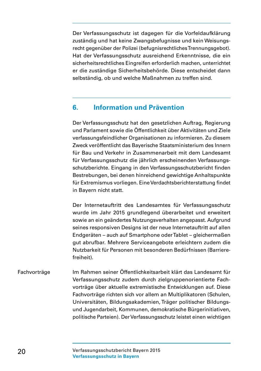 Seite 22 des Verfassungsschutzbericht 2015 Bayern