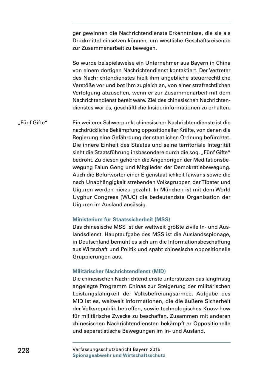 Seite 230 des Verfassungsschutzbericht 2015 Bayern