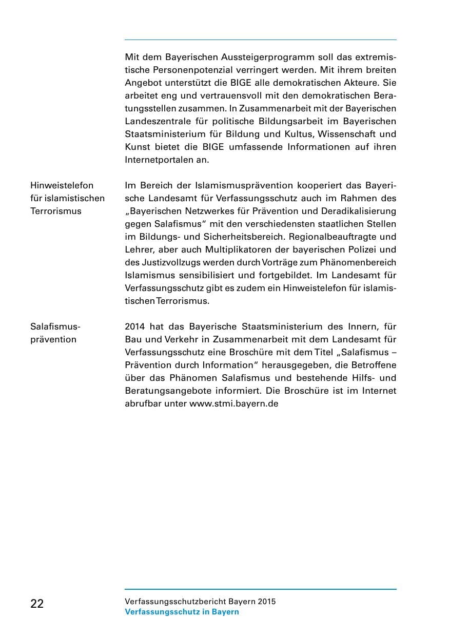 Seite 24 des Verfassungsschutzbericht 2015 Bayern