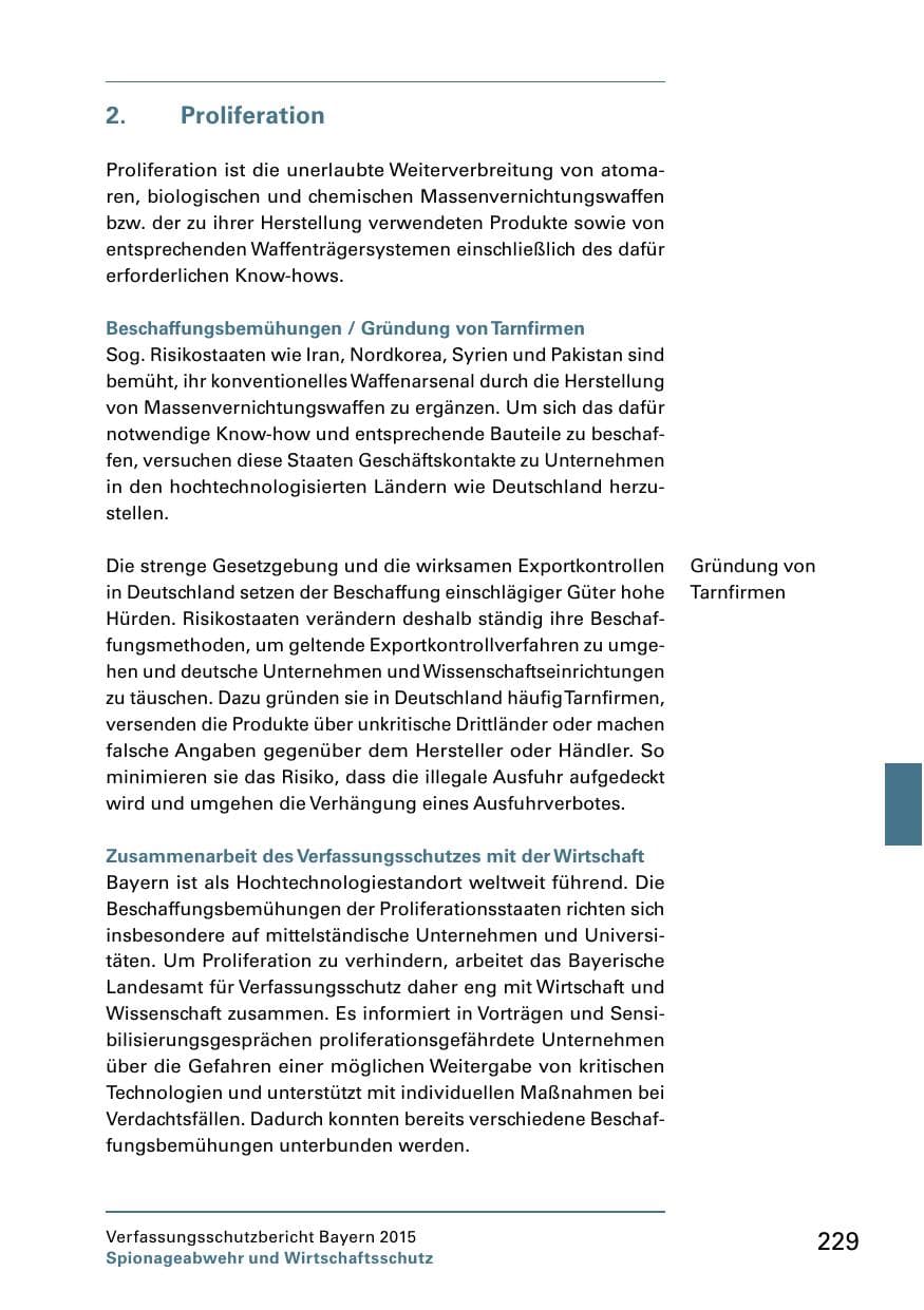 Seite 231 des Verfassungsschutzbericht 2015 Bayern