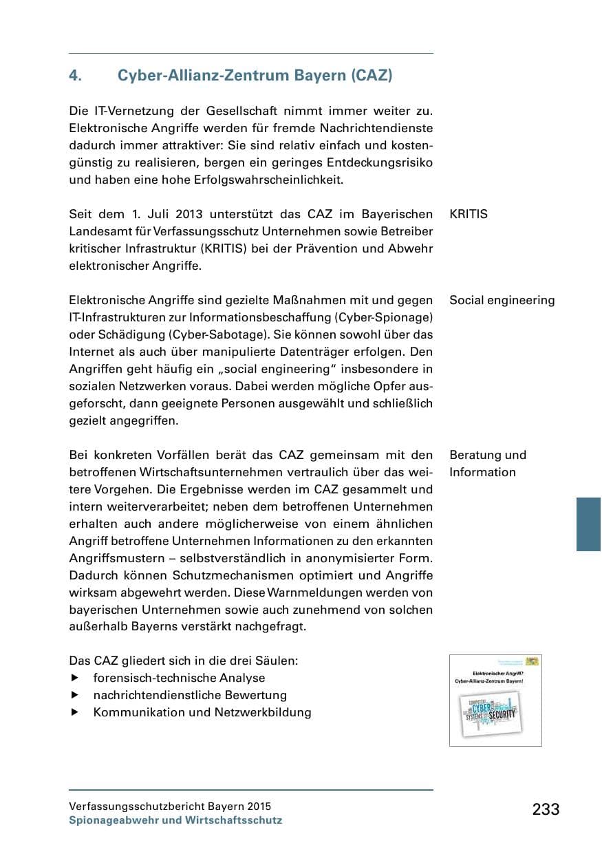 Seite 235 des Verfassungsschutzbericht 2015 Bayern