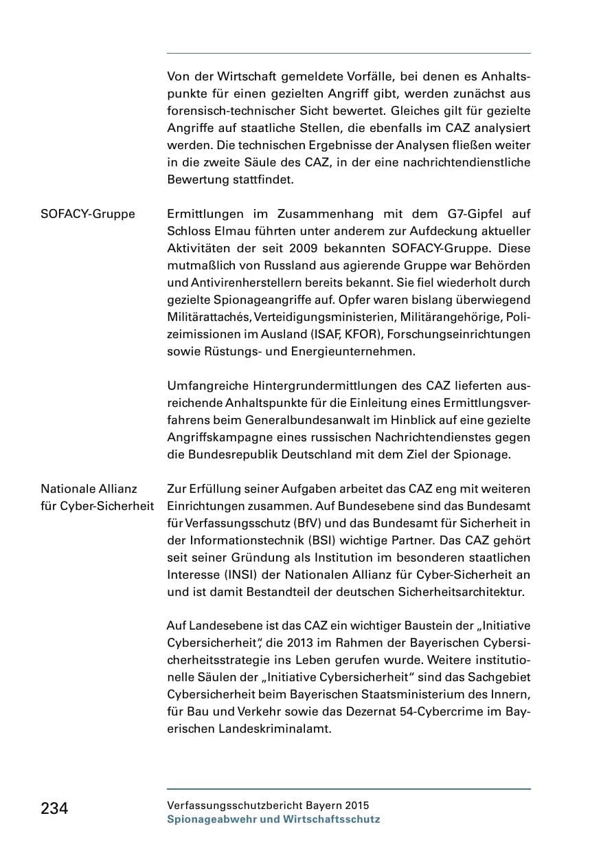 Seite 236 des Verfassungsschutzbericht 2015 Bayern
