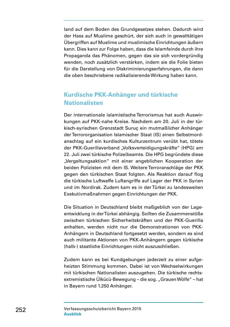 Seite 254 des Verfassungsschutzbericht 2015 Bayern