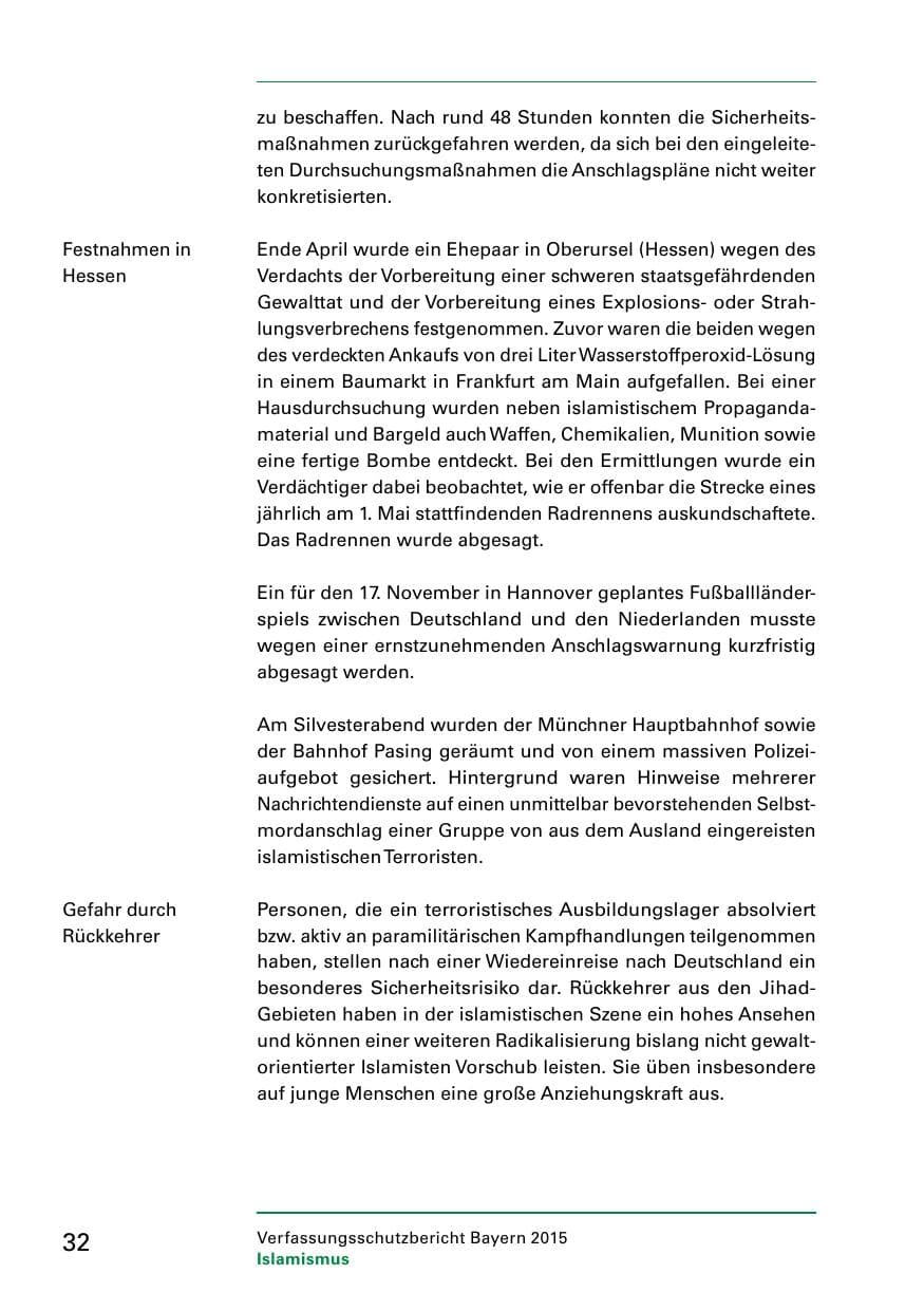 Seite 34 des Verfassungsschutzbericht 2015 Bayern