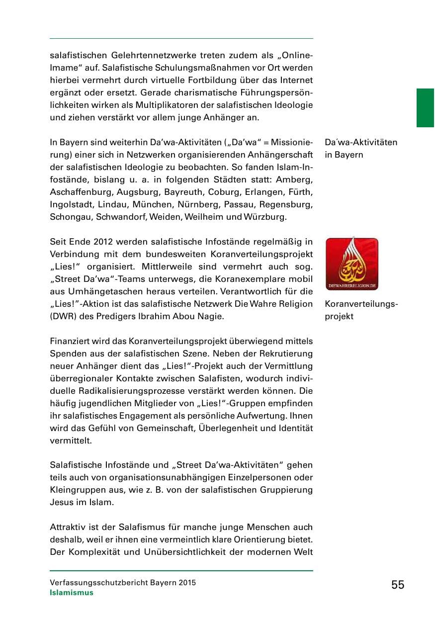Seite 57 des Verfassungsschutzbericht 2015 Bayern