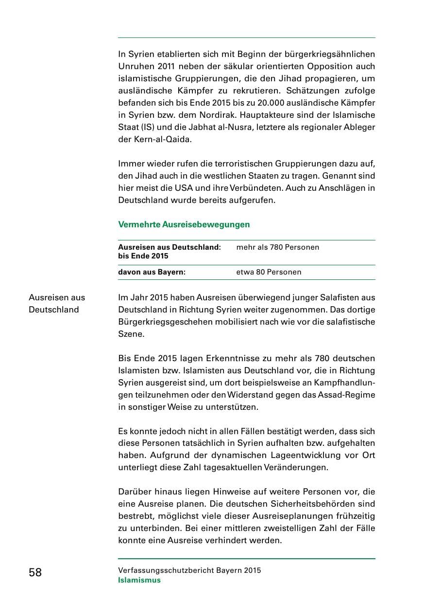 Seite 60 des Verfassungsschutzbericht 2015 Bayern