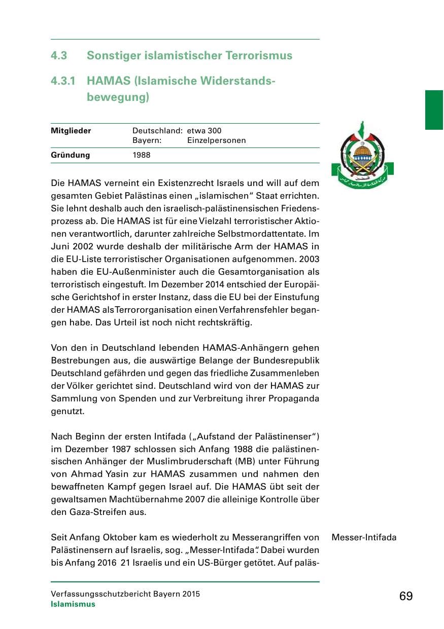 Seite 71 des Verfassungsschutzbericht 2015 Bayern
