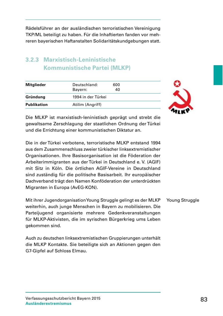 Seite 85 des Verfassungsschutzbericht 2015 Bayern