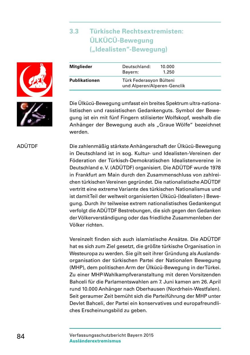 Seite 86 des Verfassungsschutzbericht 2015 Bayern