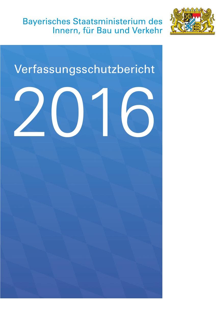 Seite 1 des Verfassungsschutzbericht 2016 Bayern