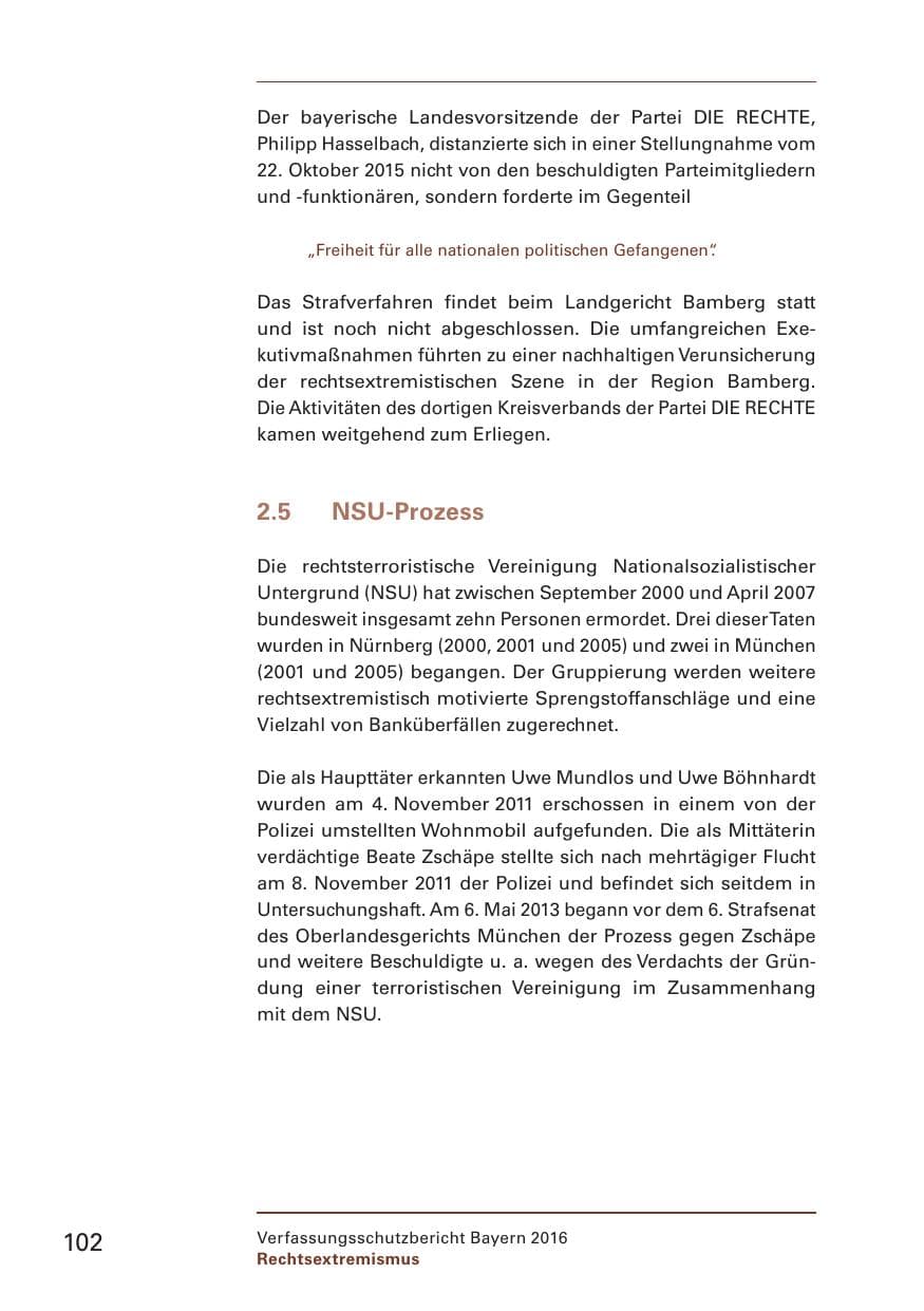 Seite 104 des Verfassungsschutzbericht 2016 Bayern