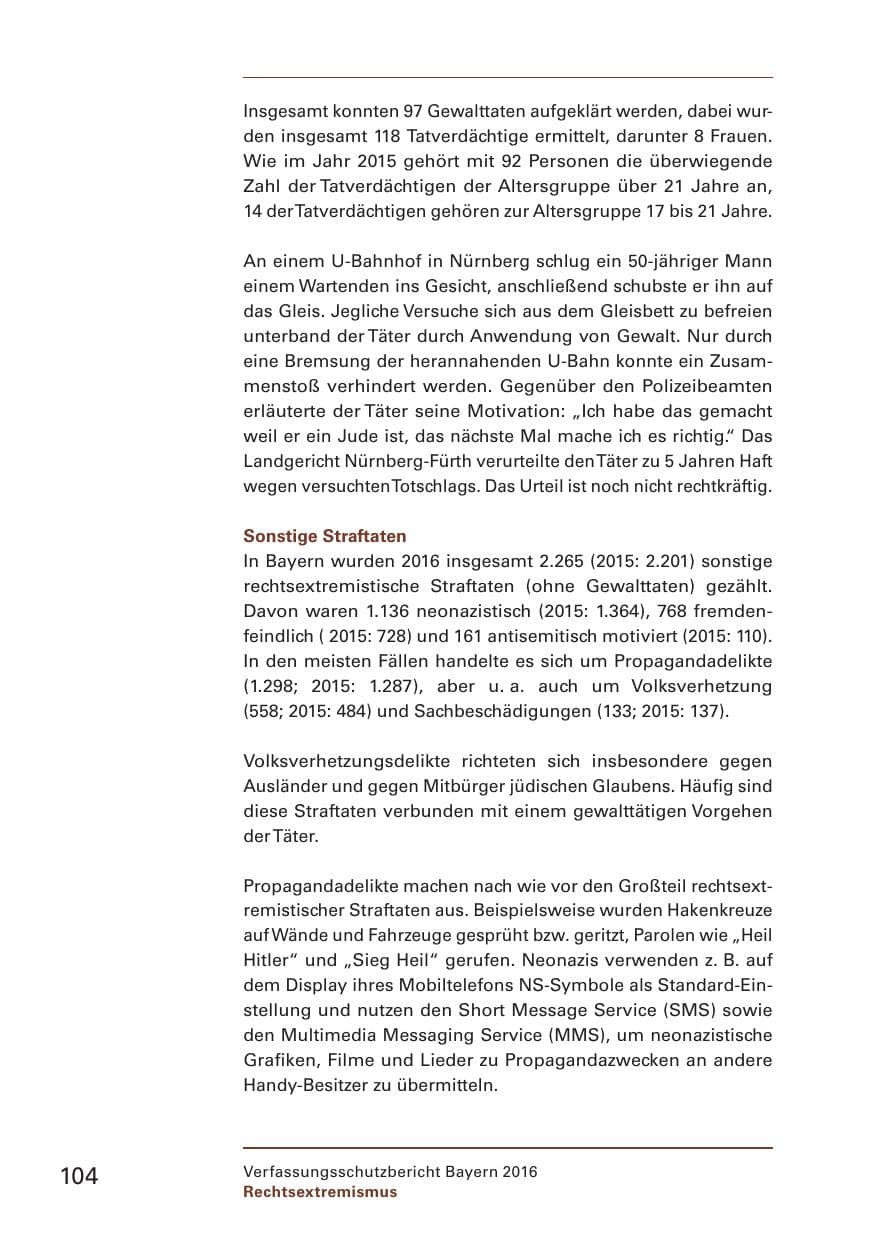 Seite 106 des Verfassungsschutzbericht 2016 Bayern