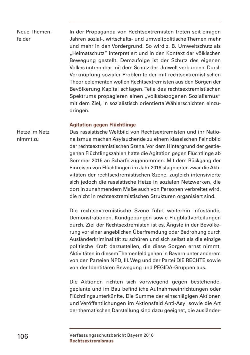 Seite 108 des Verfassungsschutzbericht 2016 Bayern