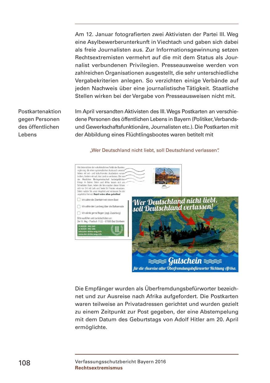 Seite 110 des Verfassungsschutzbericht 2016 Bayern
