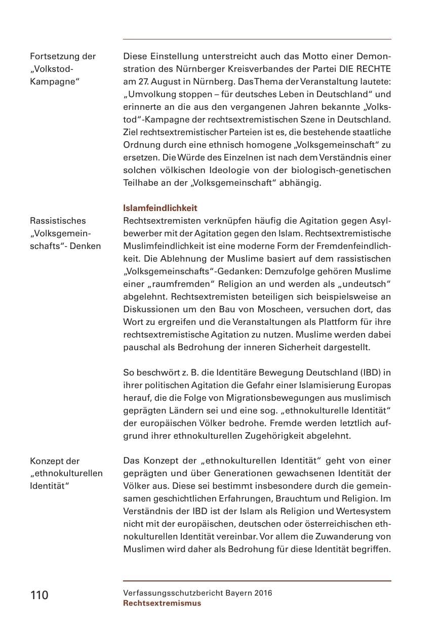 Seite 112 des Verfassungsschutzbericht 2016 Bayern