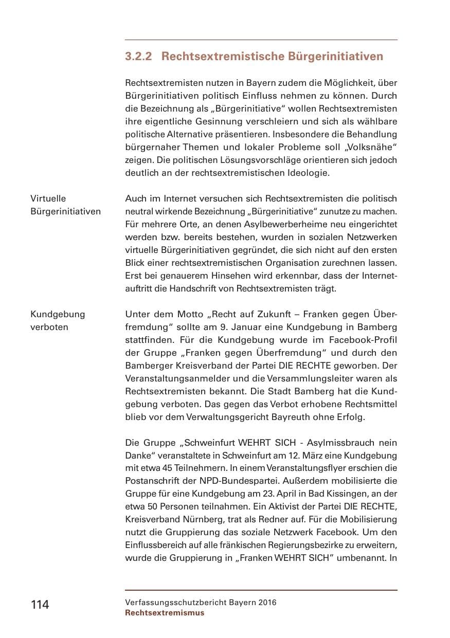 Seite 116 des Verfassungsschutzbericht 2016 Bayern