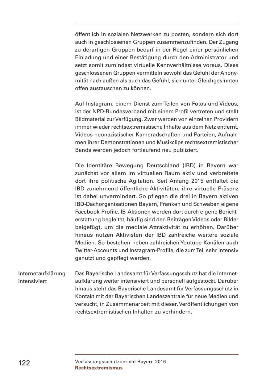 Seite 124 des Verfassungsschutzbericht 2016 Bayern