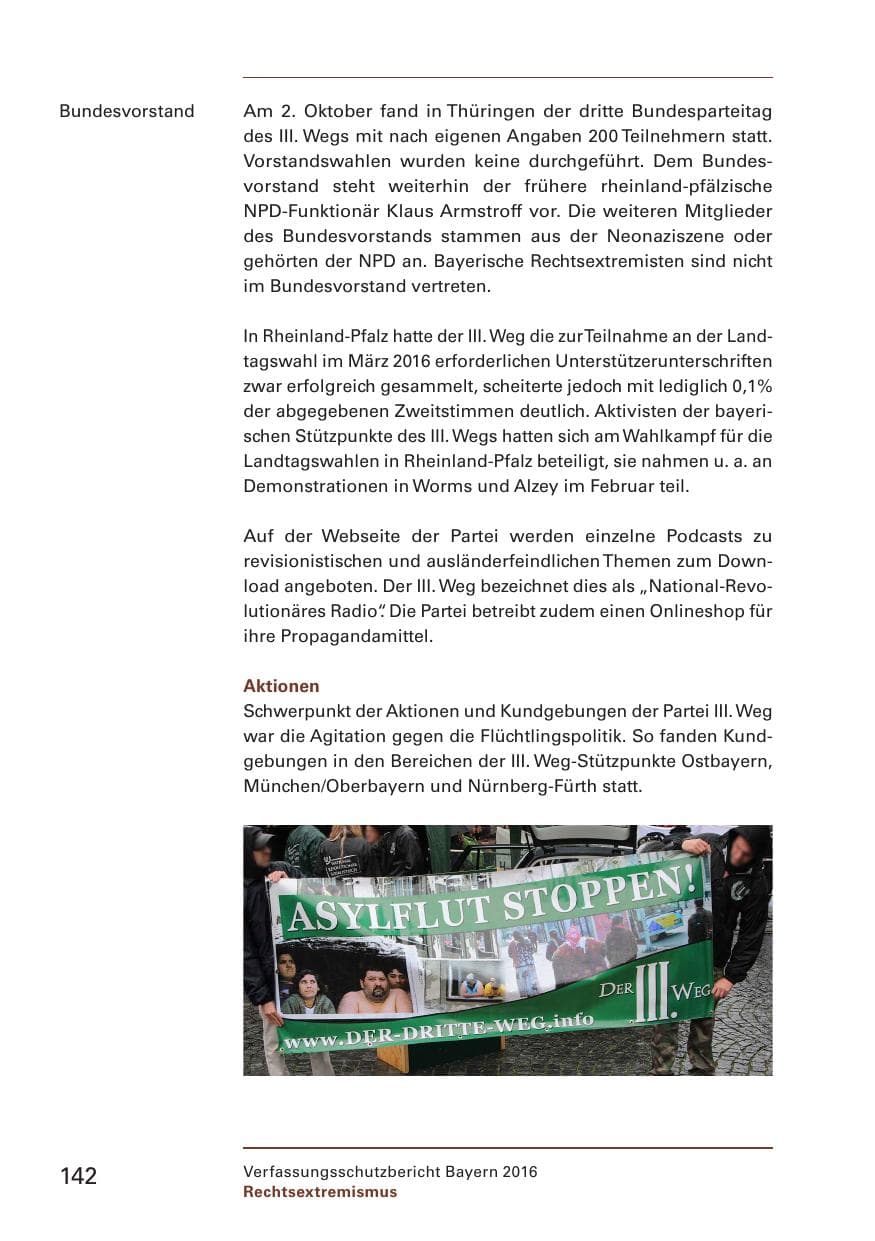 Seite 144 des Verfassungsschutzbericht 2016 Bayern