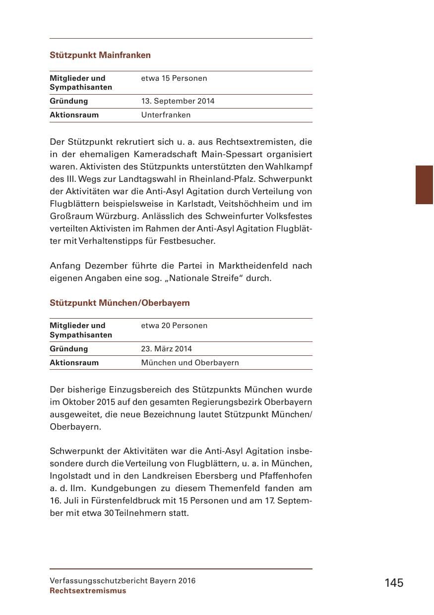 Seite 147 des Verfassungsschutzbericht 2016 Bayern