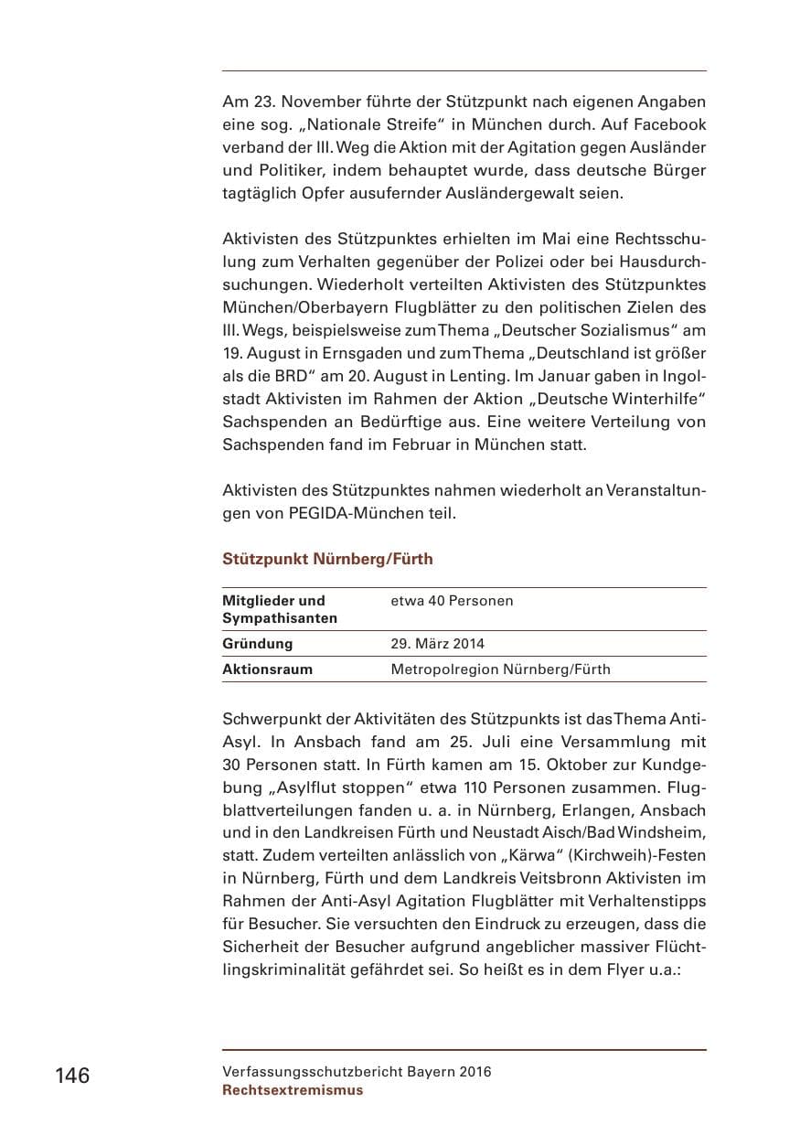 Seite 148 des Verfassungsschutzbericht 2016 Bayern