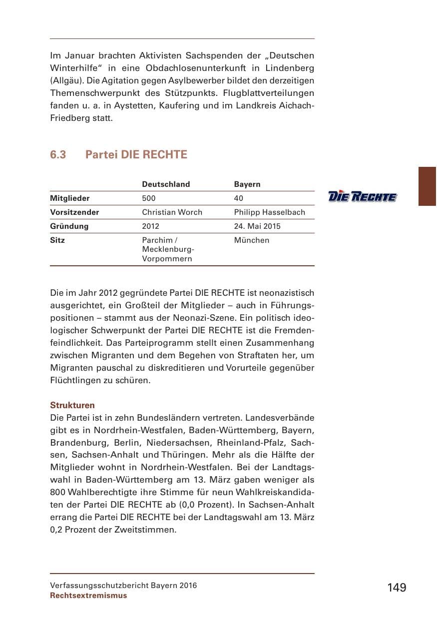 Seite 151 des Verfassungsschutzbericht 2016 Bayern
