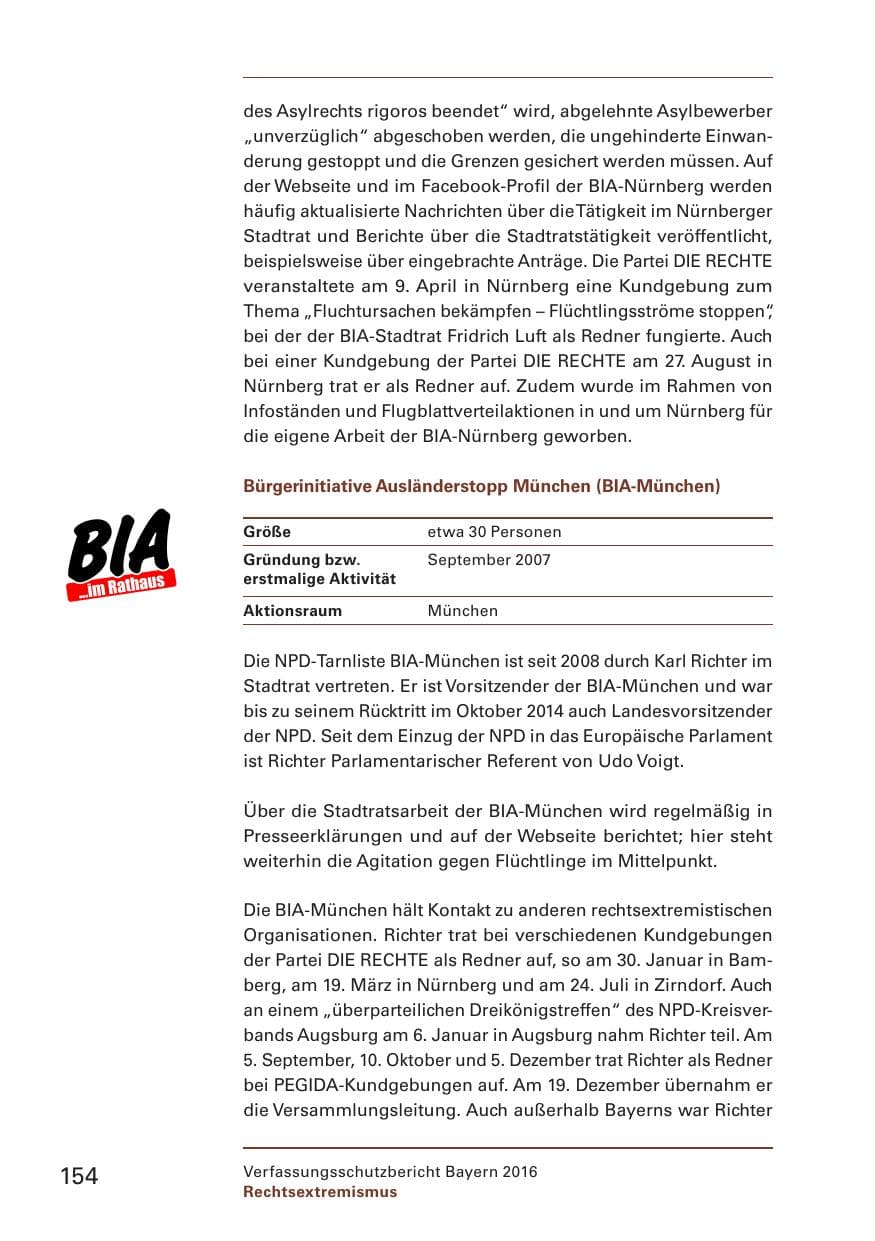 Seite 156 des Verfassungsschutzbericht 2016 Bayern