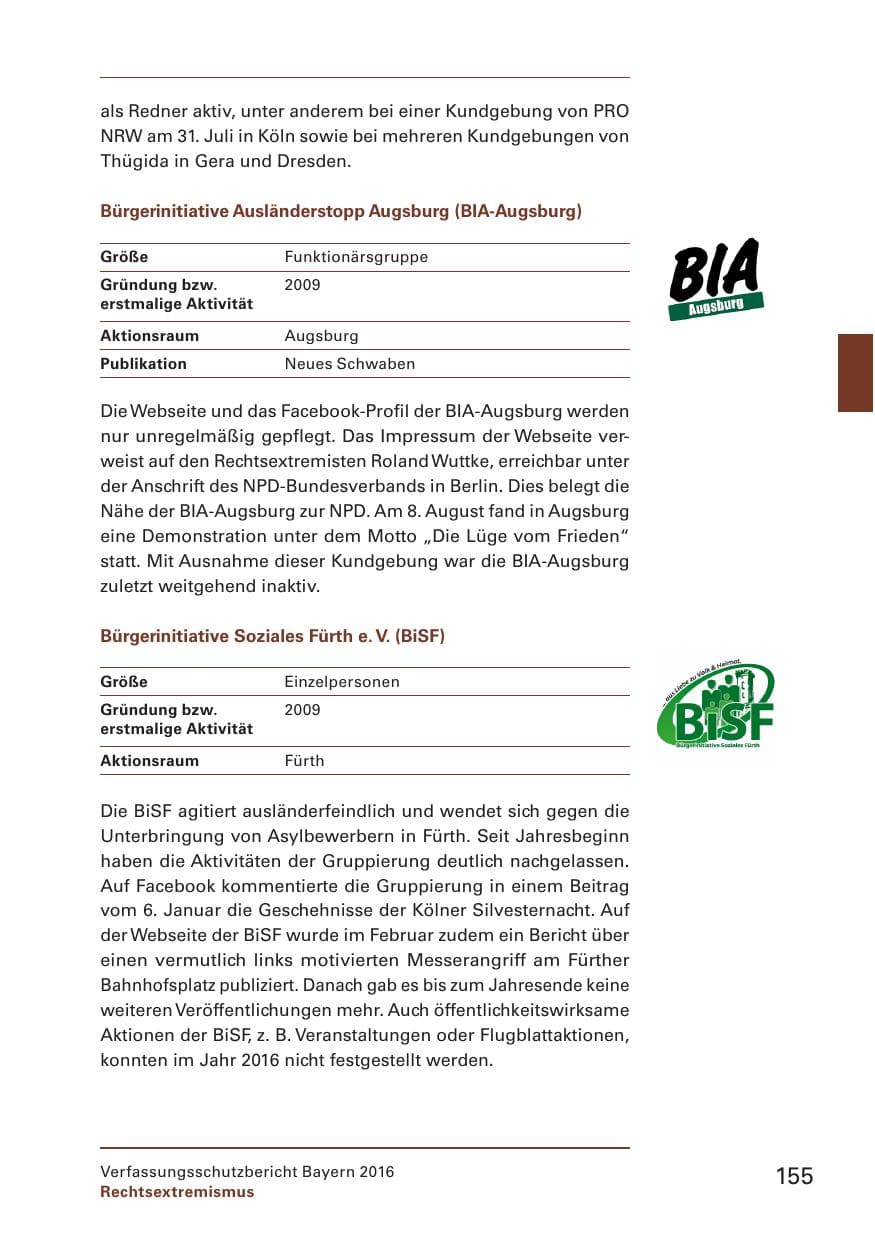 Seite 157 des Verfassungsschutzbericht 2016 Bayern