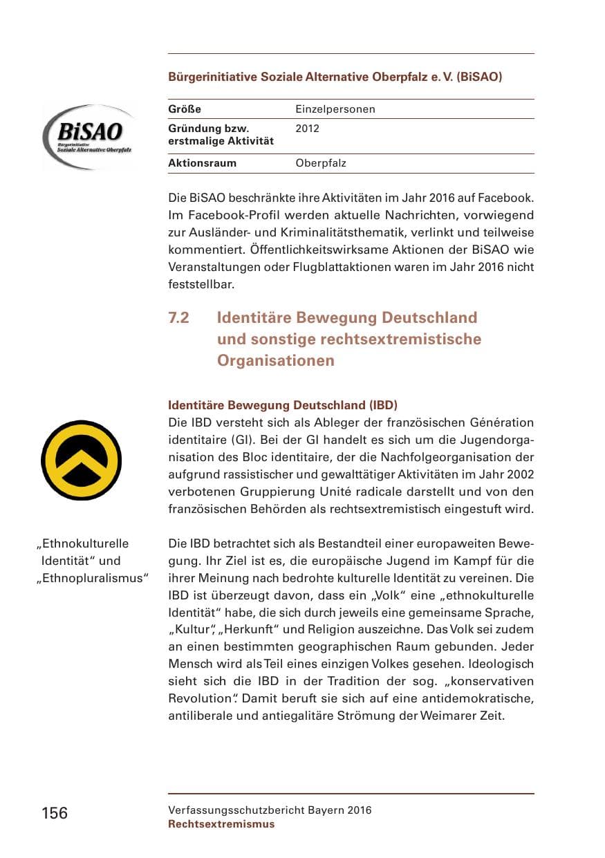 Seite 158 des Verfassungsschutzbericht 2016 Bayern