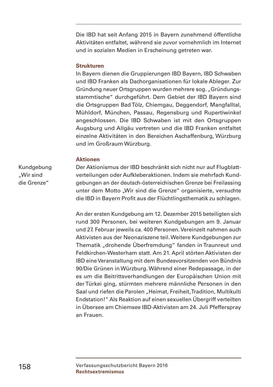 Seite 160 des Verfassungsschutzbericht 2016 Bayern
