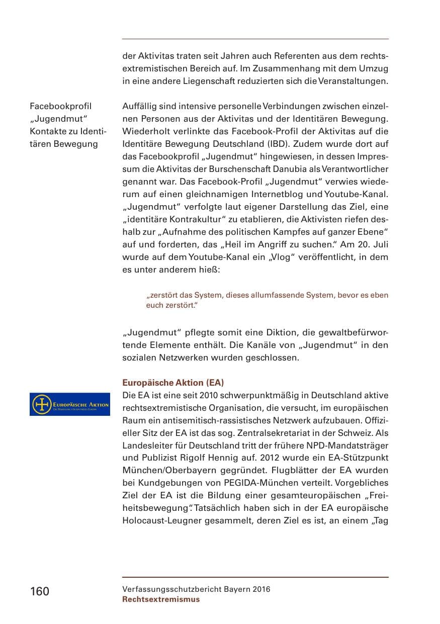 Seite 162 des Verfassungsschutzbericht 2016 Bayern
